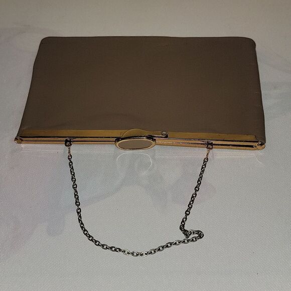 Etra Leather Clutch Handbag Vintage 1950s Taupe - Picture 1 of 7